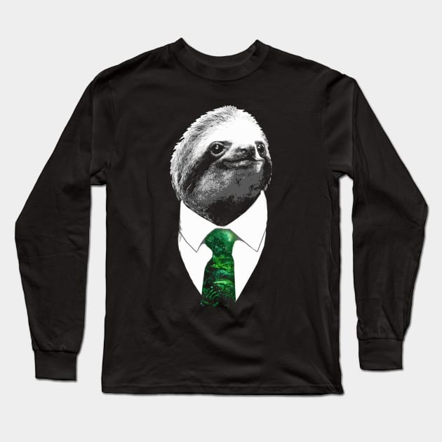 Boss Sloth - Mr. Sloth with Tie Long Sleeve T-Shirt by robotface